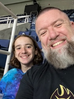 My son and I at the Albany Firewolves lacrosse game. 