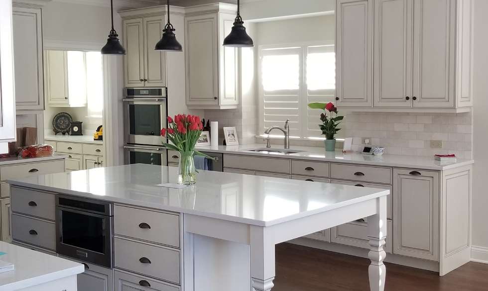 Beautiful white shutters in a kitchen in Wheaton