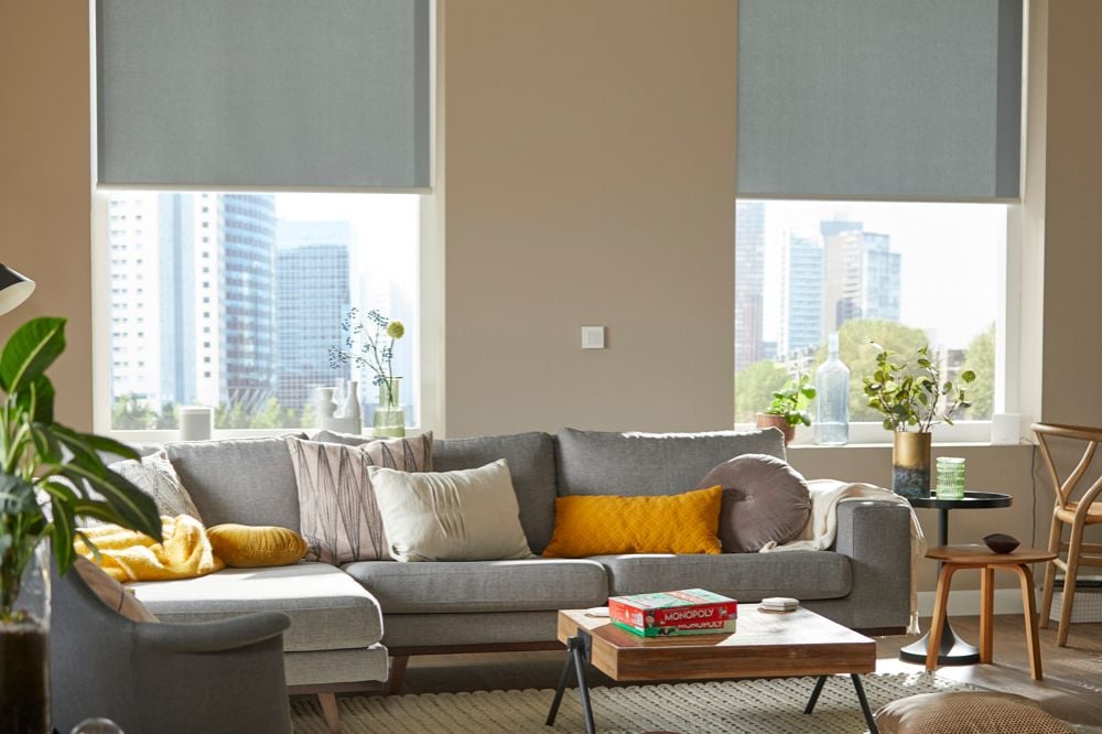Motorized Shades in Living Room