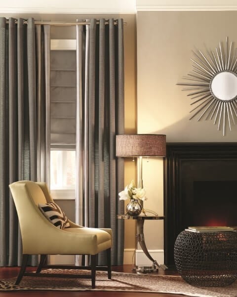 gray indoor drapery