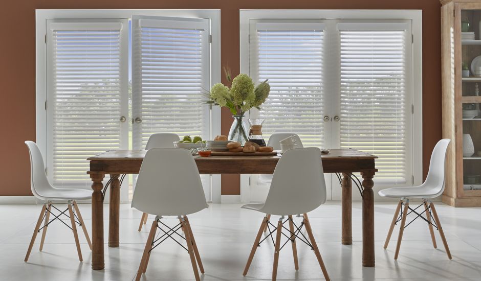 Faux Wood Blinds In Dining Room