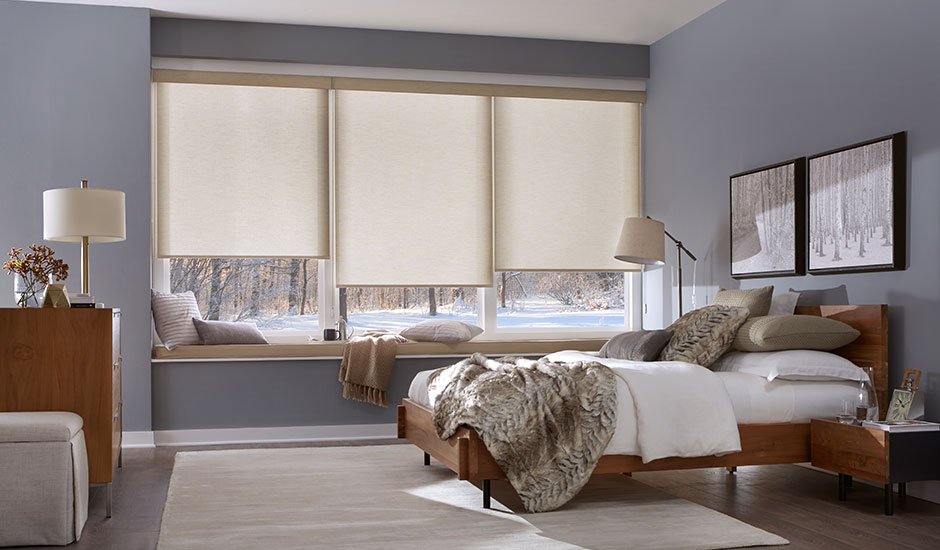 tan-roller-shades-moutain-home-bedroom